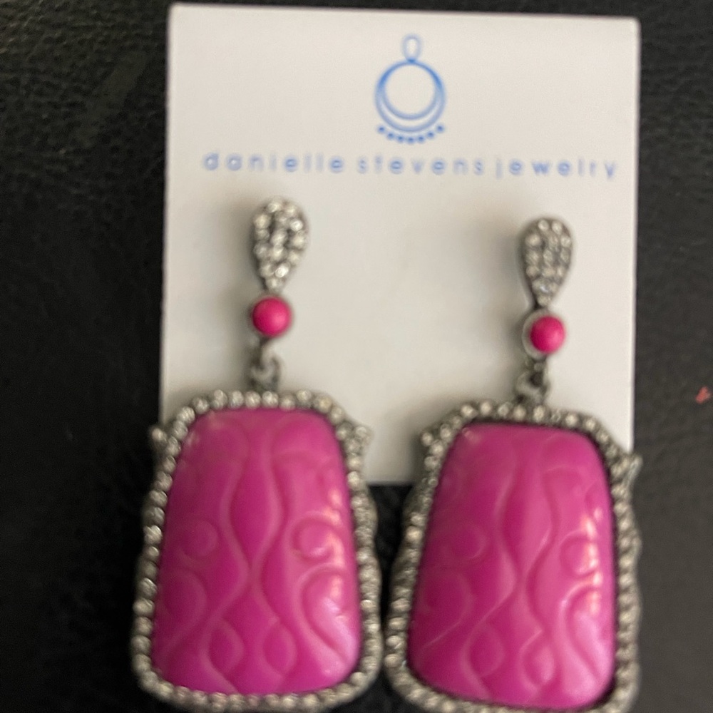Danielle Stevens  pink and Silver Vintage-Inspired Drop Earrings